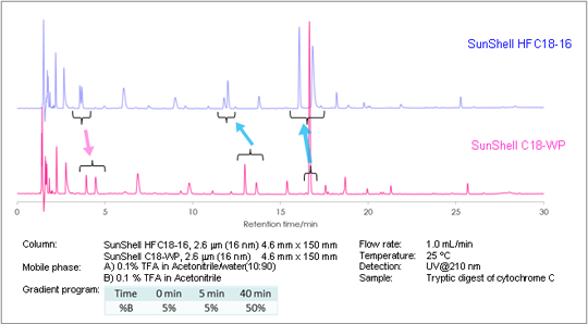 Separation of peptides: Tryptic digest of Cytochrome C